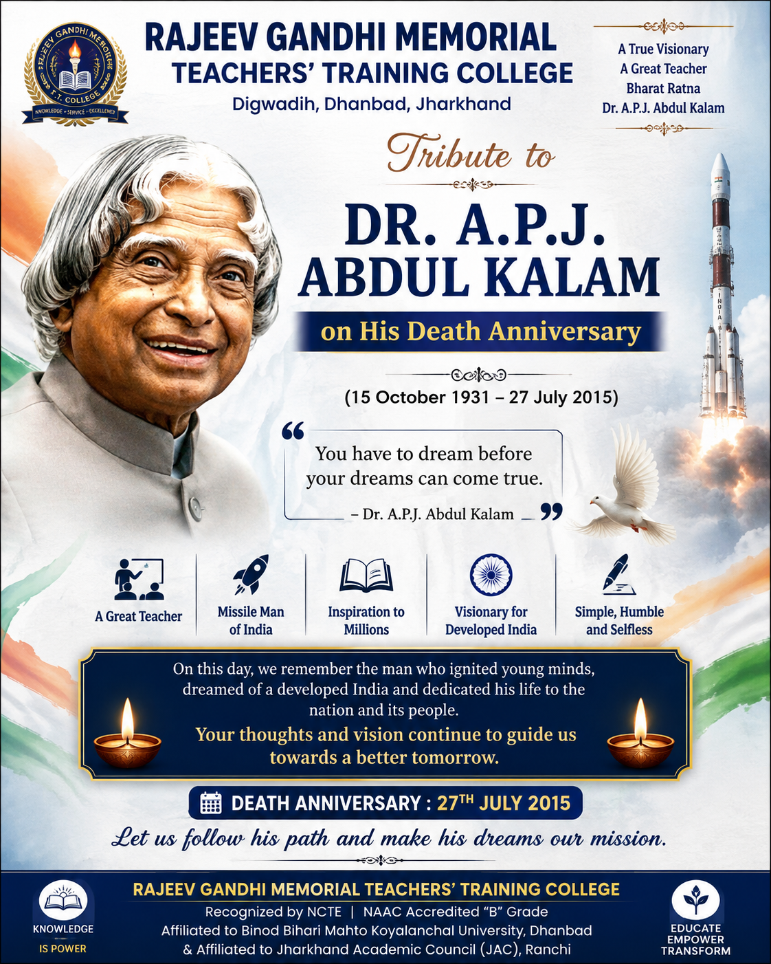 Tribute to Dr. A.P.J. Abdul Kalam on His Death Anniversary